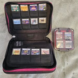 Nintendo DS Games Lot Of 24 Travel Carrying Case Red Hard Case Lego Disney Pixar